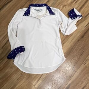 Ovation Kids White and Blue Long Sleeve Shirt